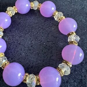 Elegant Purple Beaded Stretch Bracelet - Unbranded